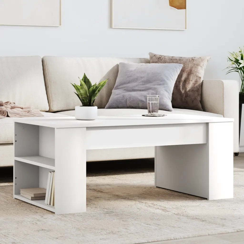 Tavolino da Salotto Bianco 102x55x42 cm in Legno Multistrato 831853