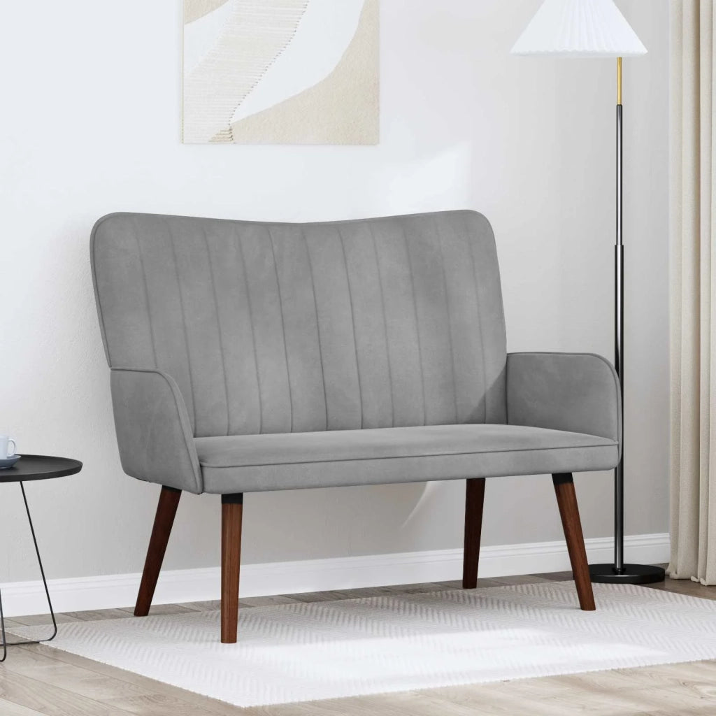 Divano | Divano da soggiorno | Sofa a Due Posti Grigio chiaro 115 x 61 x 87 cm Velluto