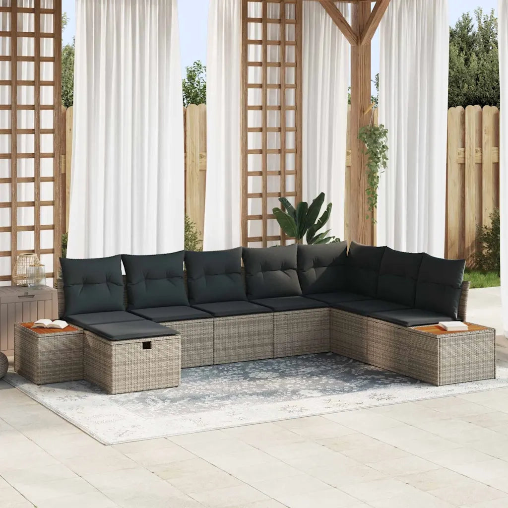 Set Divano da Giardino con cuscino Grigio polyrattan 3360988