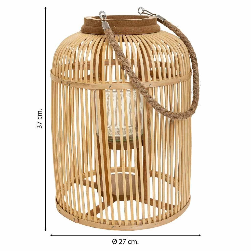 Lanterna portacandele in bambù marrone d27x37h