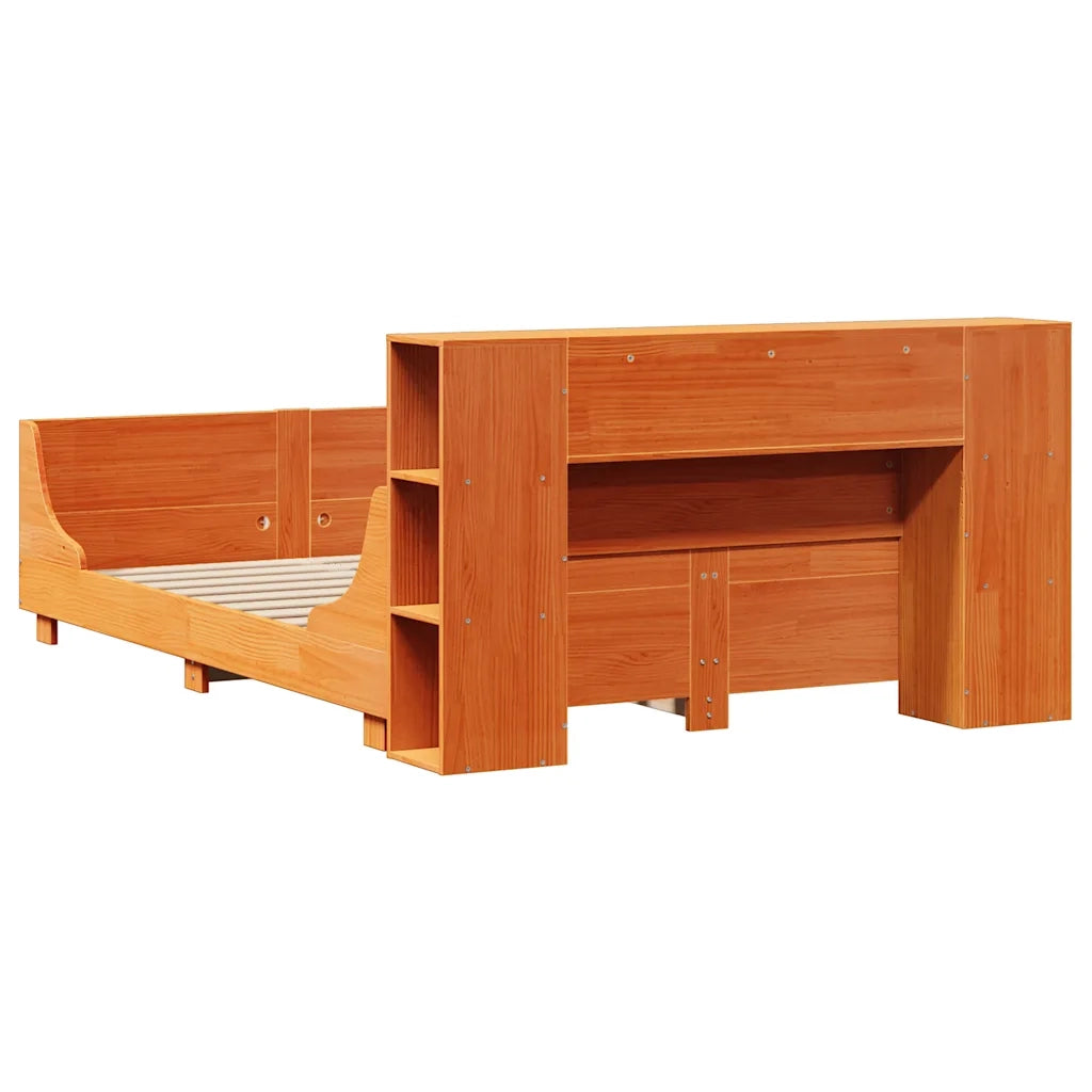 Giroletto senza Materasso-Struttura Letto Marrone Cera 150x200 cm Legno di Pino 325937