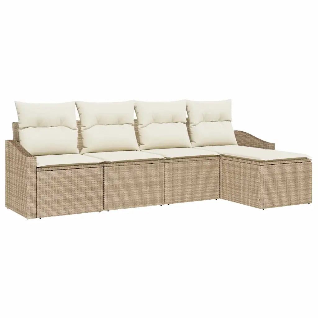 Set di divani con cuscino 5 pcs Beige polyrattan 3346681