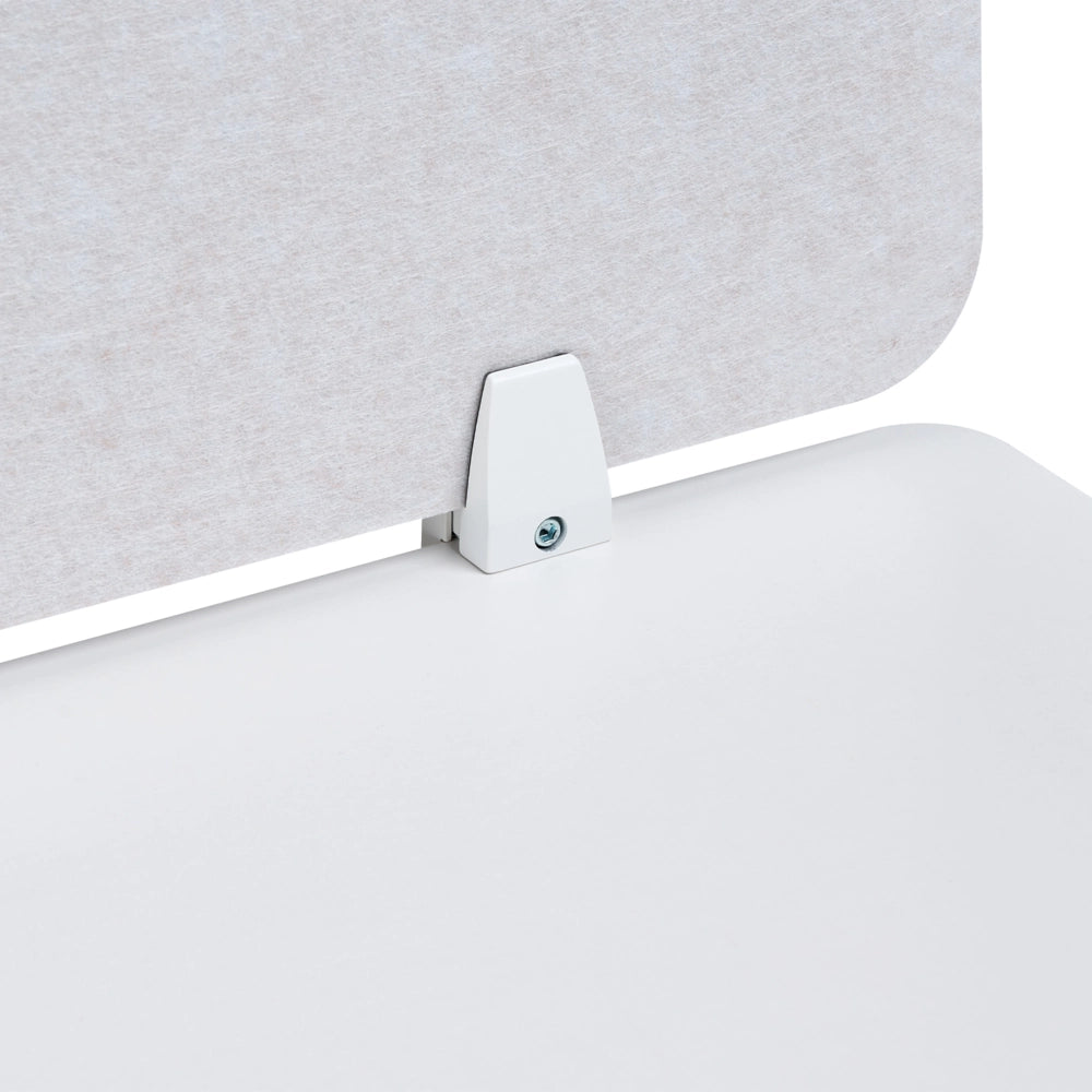 Pannello Divisorio da Scrivania Bianco Sporco in PET con Rivestimento in Tessuto 120 x 50 cm Schermo Acustico per Ufficio e Home Office