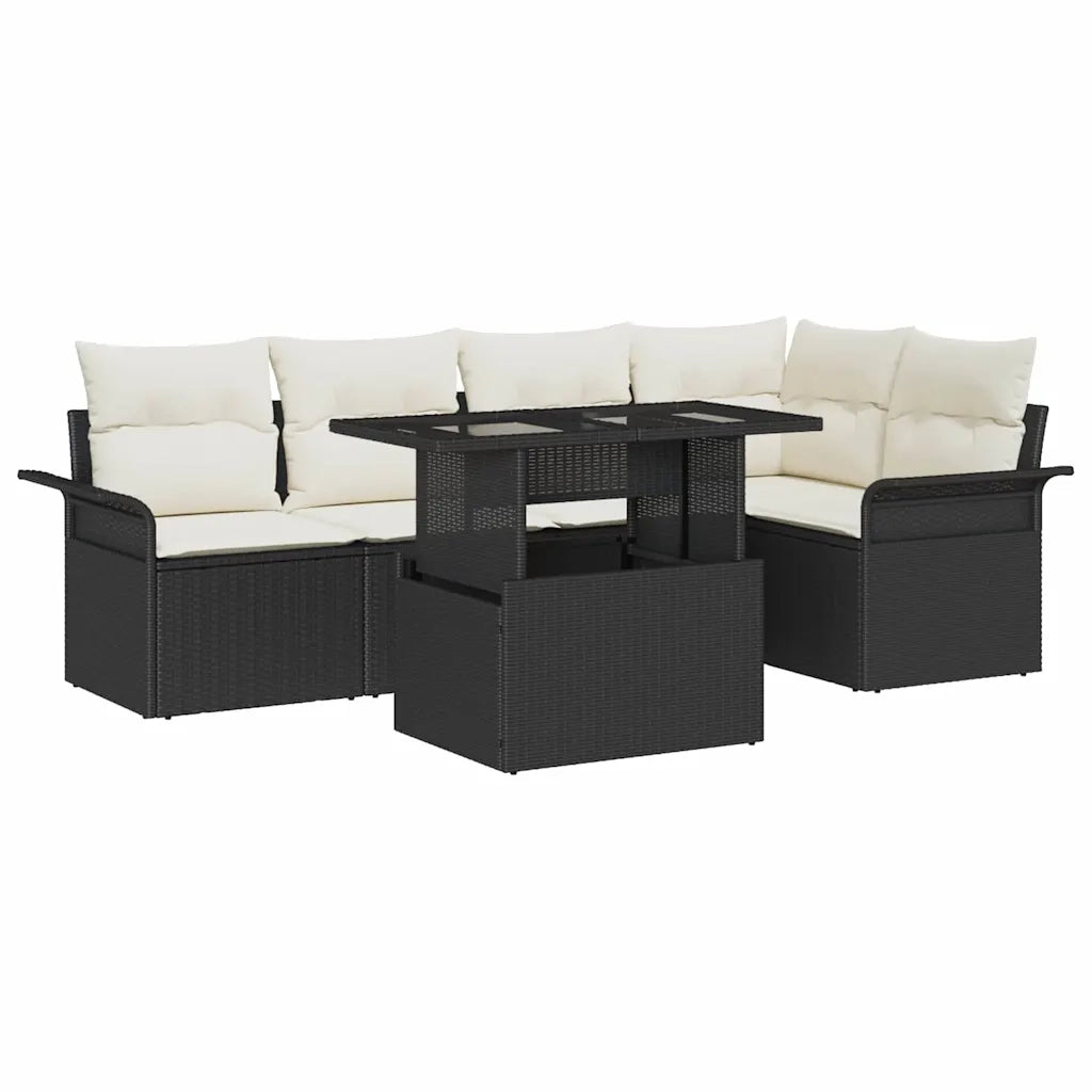 Set Divano da Giardino con cuscino 6 pcs Nero polyrattan 3348283
