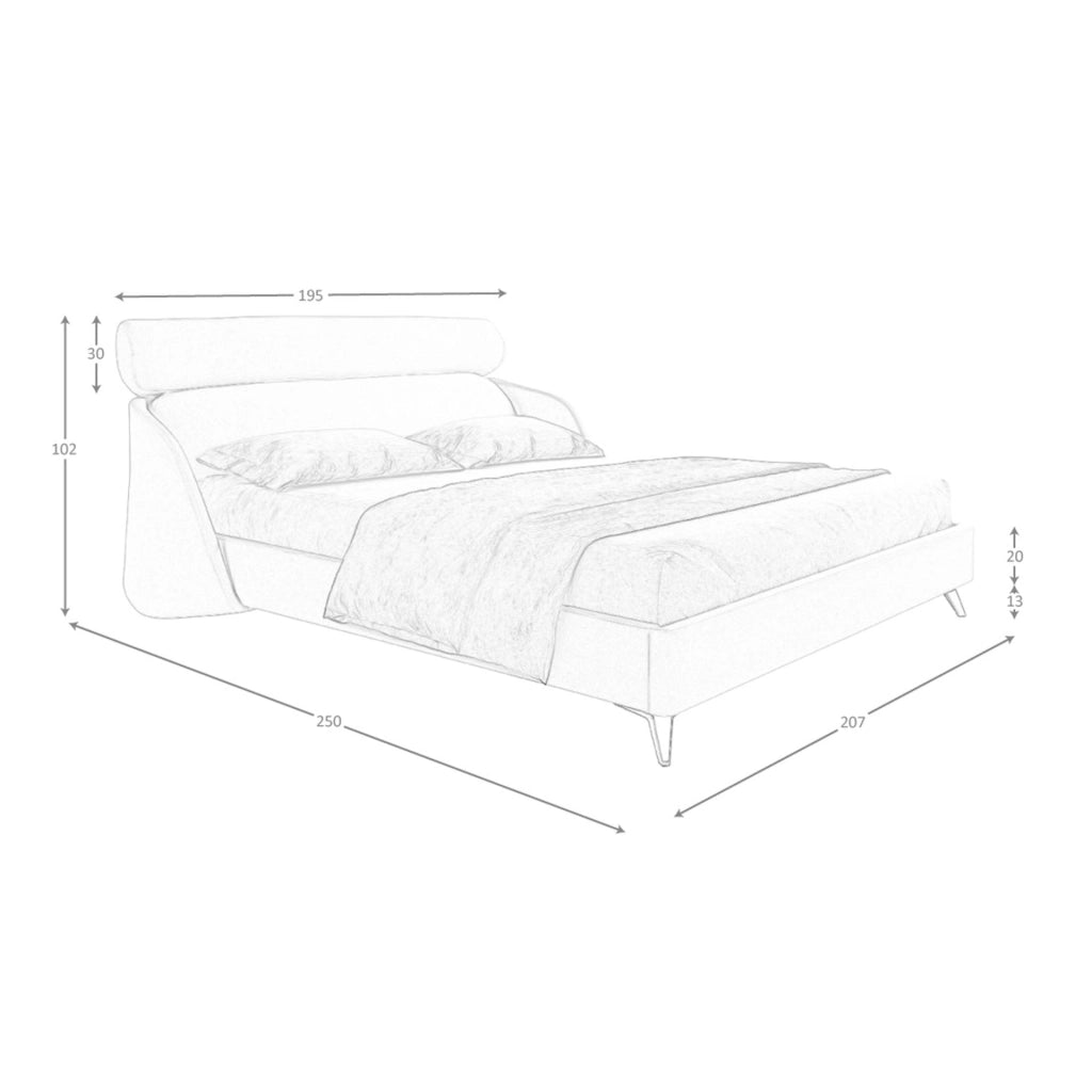Letto in tessuto grigio chiaro