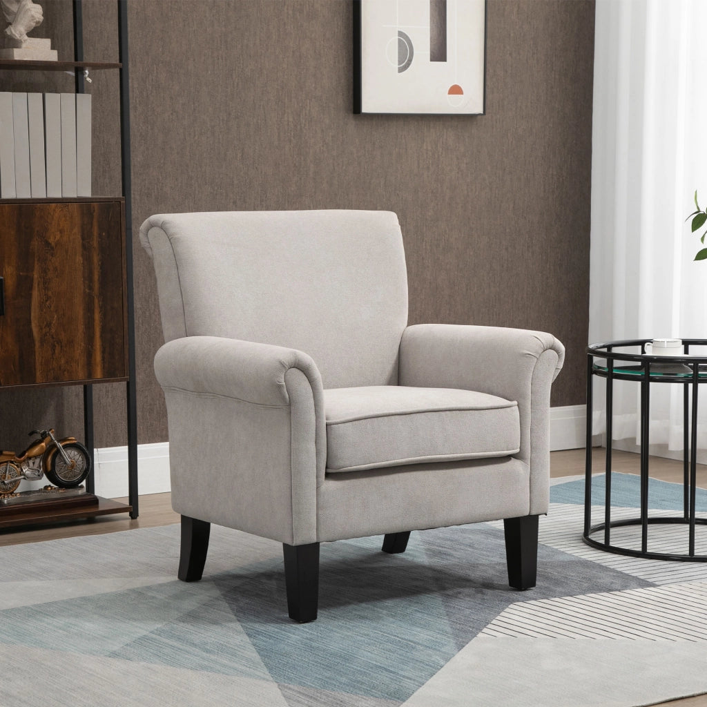 Poltrona con Braccioli Stile Nordico ¨C Xylo ¨C Legno Poliestere Grigio Marrone 79x78x87cm