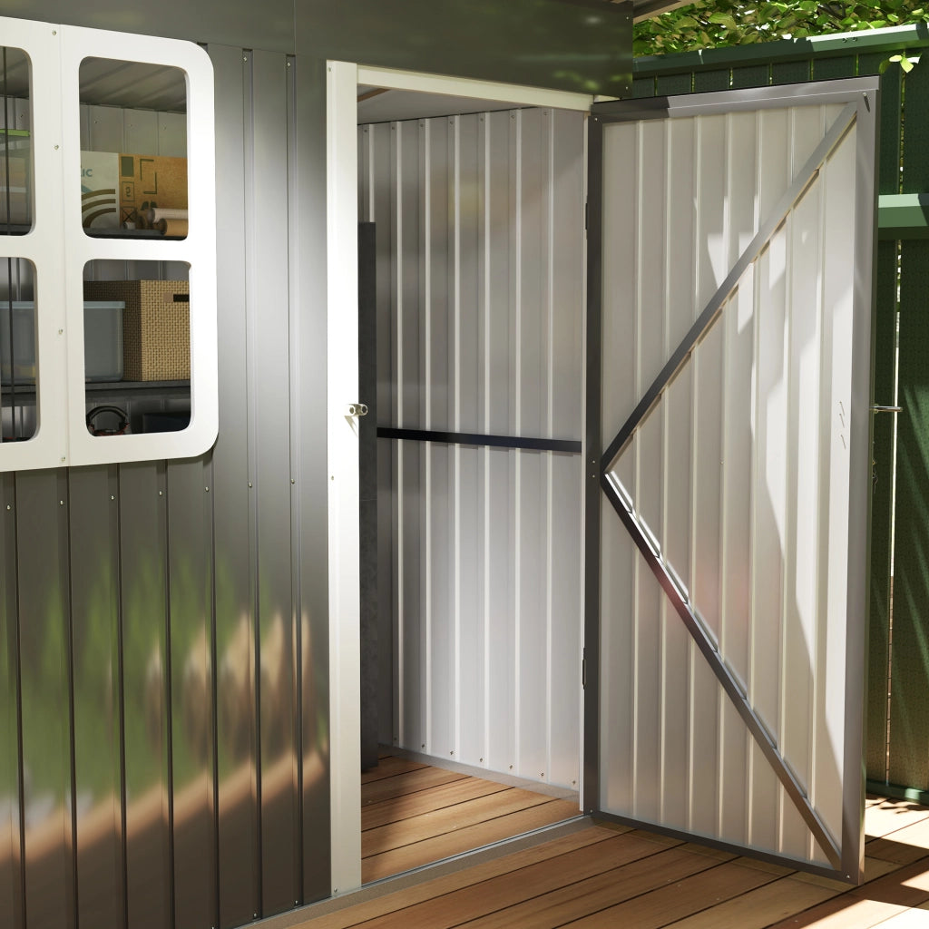 Casetta da giardino 2,55 m2, casetta da giardino con tetto a falda, 221 x 133 x 190/173 cm, capanno per attrezzi con porta chiudibile a chiave,