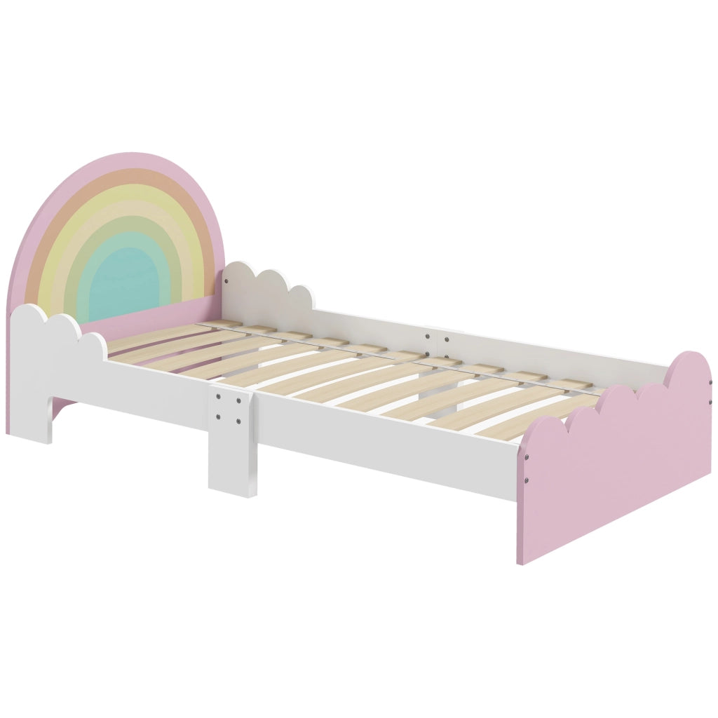 Letto per Bambini con Sponde Laterali ¨C Minimal ¨C Bianco e Rosa 143x74x66