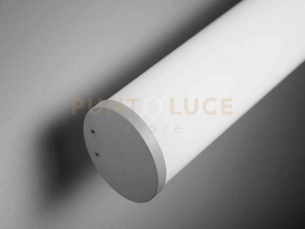 PIRGOS lampada tubo cilindrico da Parete/Soffitto 200 cm alluminio bianco 3000k 4000lm 38,4w