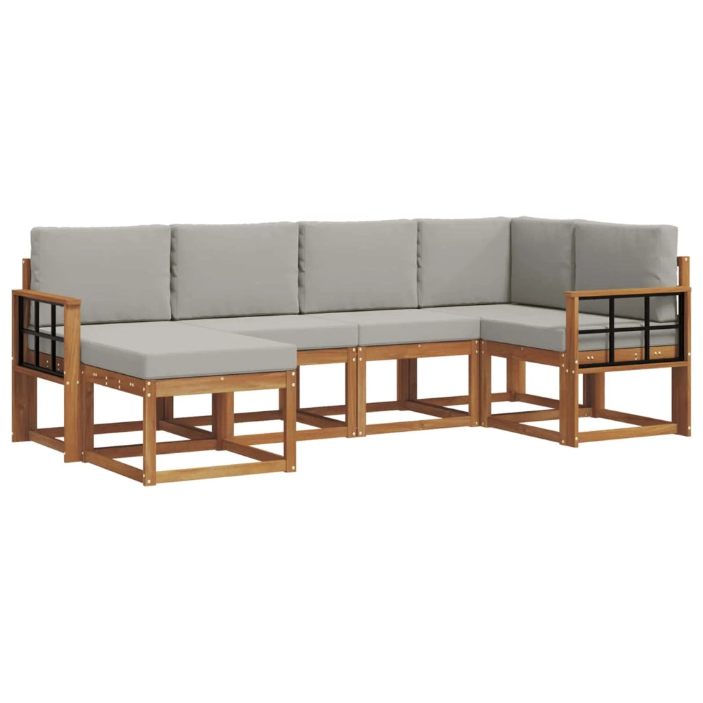 Set di divani da esterno 6 pcs Grigio Naturale e Chiaro 3366649