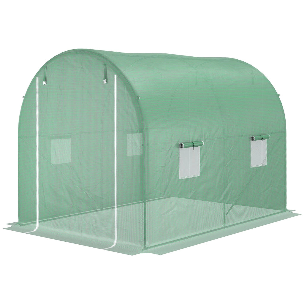 Serra Tunnel da Giardino ¨C Xylo ¨C 6m2 3x2x2,10m Verde con Porta e 4 Finestre