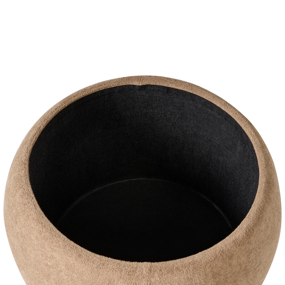Pouf marrone chiaro rivestito in bouclé con contenitore Accessorio Soggiorno Camera da letto