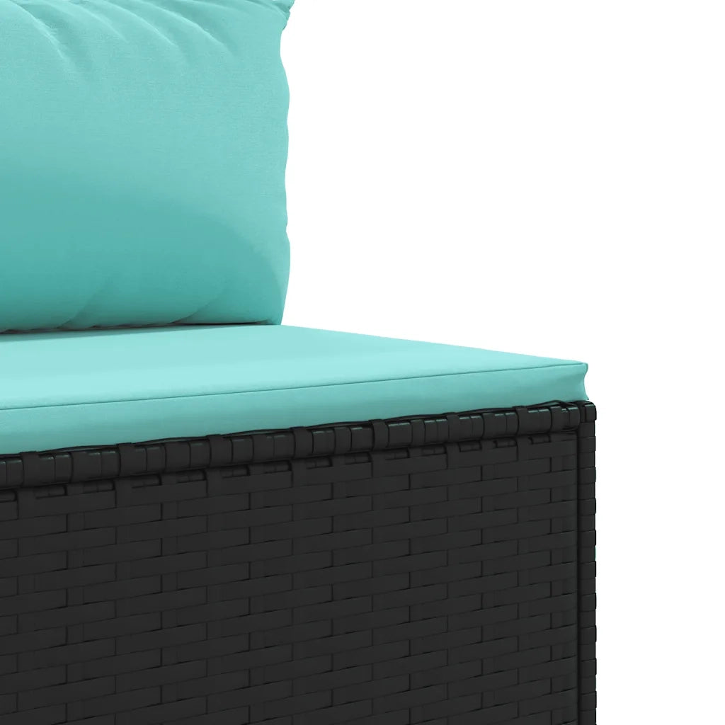 Set Divani da Giardino 5 pz con Cuscini Nero in Polyrattan