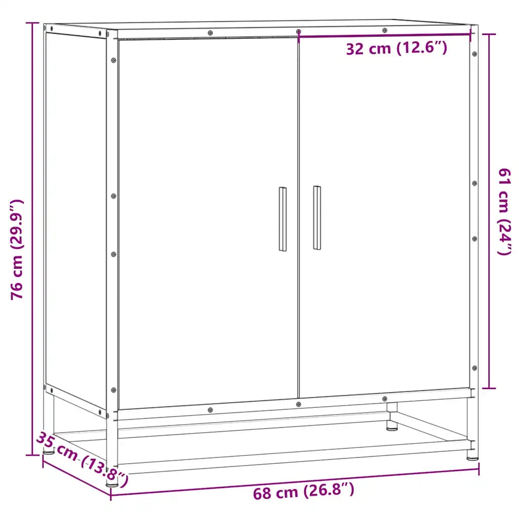 Credenza | Madia | Buffet da pranzo | Armadio da pranzo Grigio Sonoma 68x35x76 cm in Truciolato e Metallo