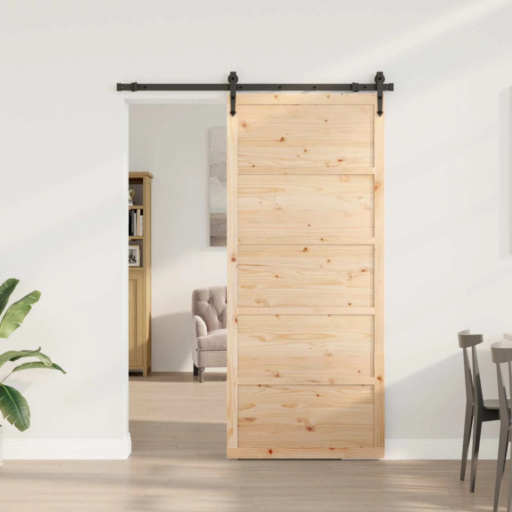 Porta scorrevole Naturale 80 x 208 cm Legno Massello di Pino 3445614