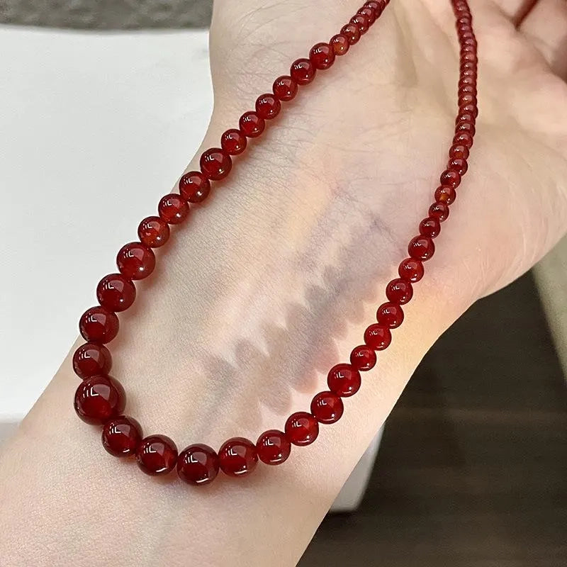 Collana vintage in agata rossa fatta a mano, regalo di Natale per donna, regalo di compleanno