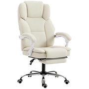 Sedia da ufficio con funzione reclinabile, sedia da scrivania, sedia girevole regolabile in altezza con poggiapiedi, 64 x 73 x 120 cm, beige