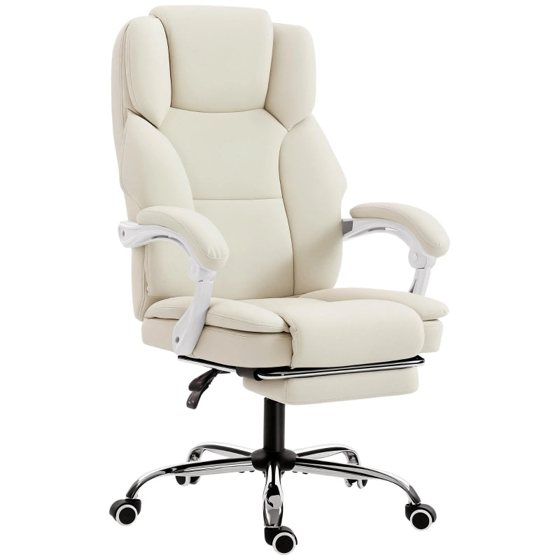 Sedia da ufficio con funzione reclinabile, sedia da scrivania, sedia girevole regolabile in altezza con poggiapiedi, 64 x 73 x 120 cm, beige