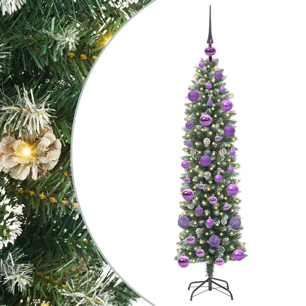 Albero di Natale Artificiale Sottile Verde e Bianco 120 cm 3395275