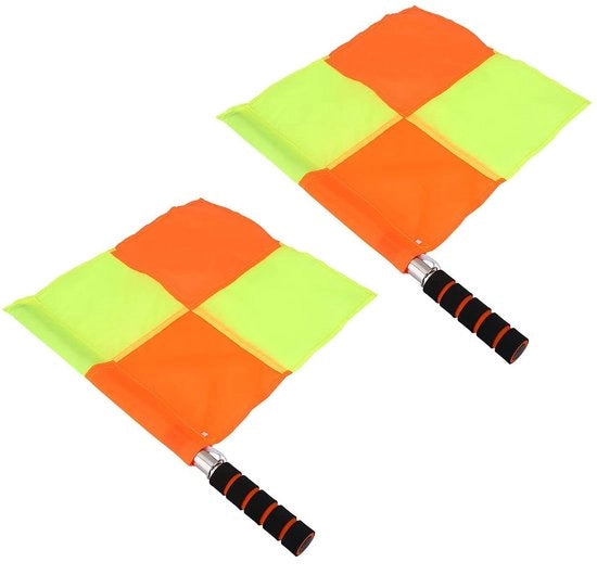 Fiamma per Campo di Gioco - 2 pezzi - Materiale impermeabile e duraturo - Asta in acciaio inossidabile - Manico a spugna - Borsa di stoccaggio per attività sportive - Bandiera per arbitro