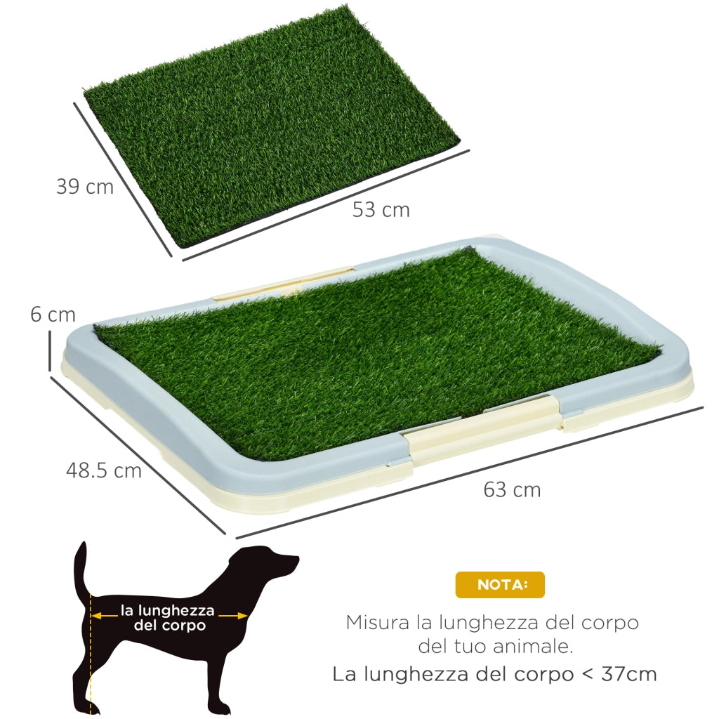 Lettiera per Cani 3 Strati con Prato Sintetico ¨C Zephmum ¨C Grigia 63x48.5cm