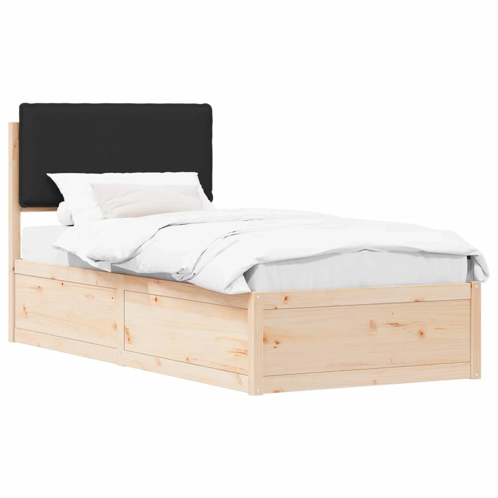 Letto con Testiera Rivestita Nero 80 x 200 cm Pino massello 877591