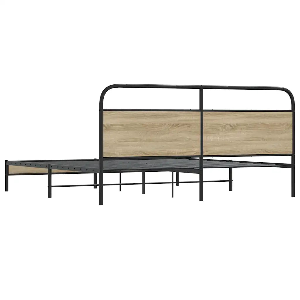 Giroletto senza Materasso in Metallo-Struttura Letto Rovere Fumo 200x200 cm 127336
