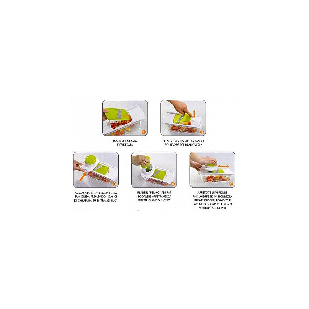 Trade Shop - Tagliaverdure 7 In 1 Frutta Trita Affetta Casa Cucina Verdure Taglia Tutto -