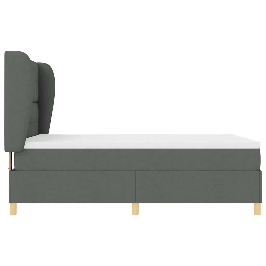 Letto a molle con materasso Grigio scuro 190 x 140 cm Tessuto 3340747
