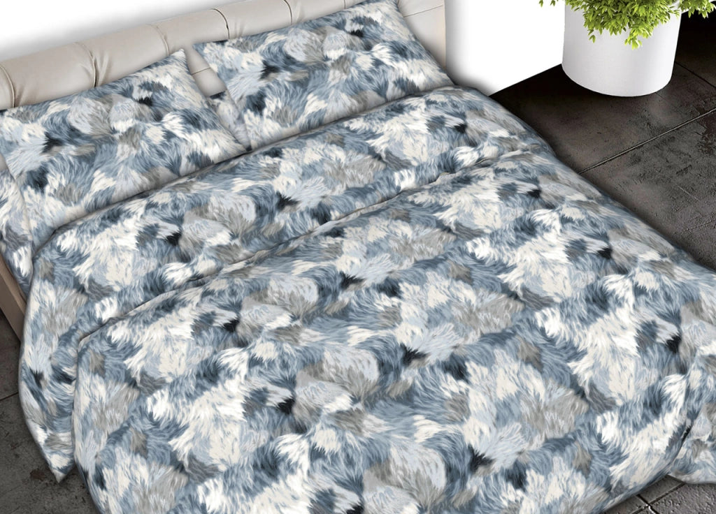 Completo Lenzuola Letto In 100% Cotone Made In Italy Disegni Assortiti C.N - Piazza E Mezza - Soffice Azzurro