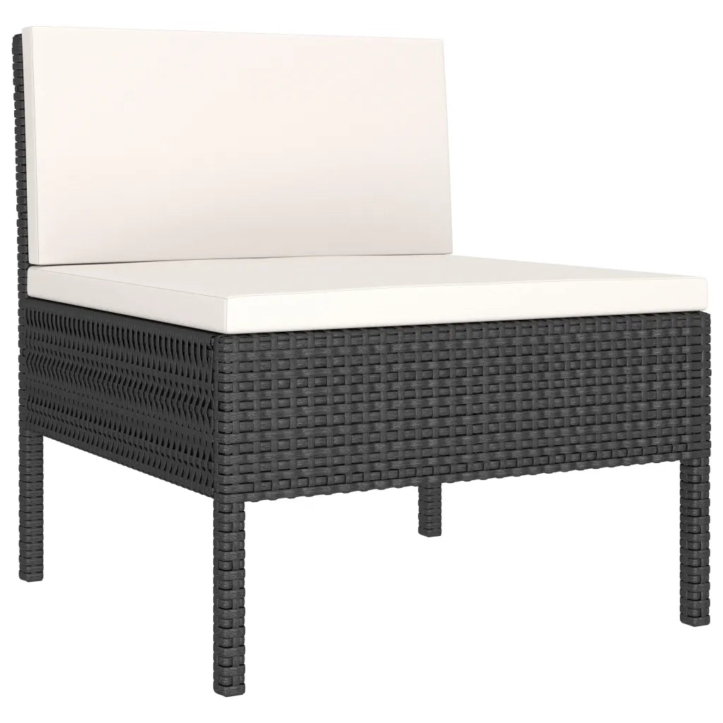 Set Divani da Giardino 9 pz con Cuscini in Polyrattan Nero 3056970