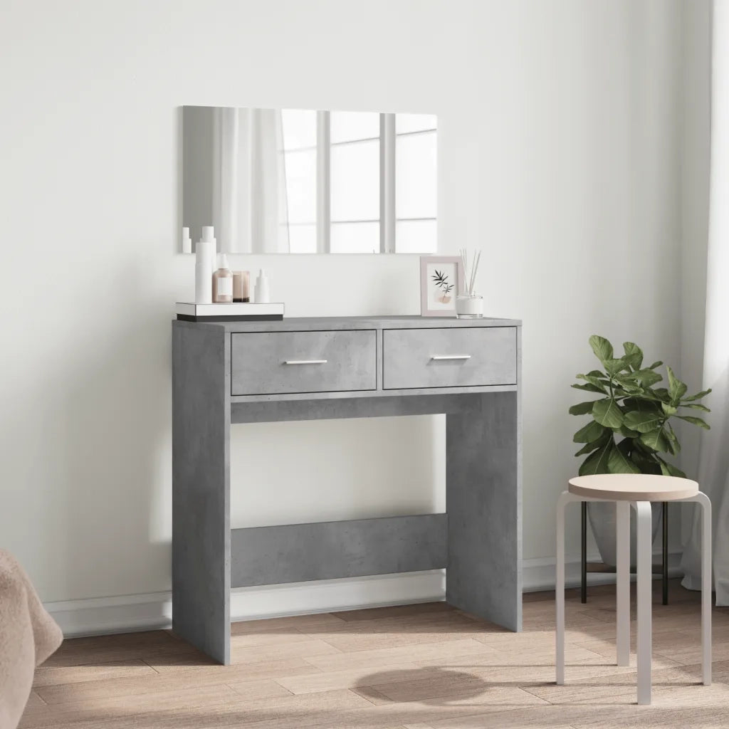 Toeletta | Tavolo da Trucco con Specchio Grigio Cemento 80x39x80 cm