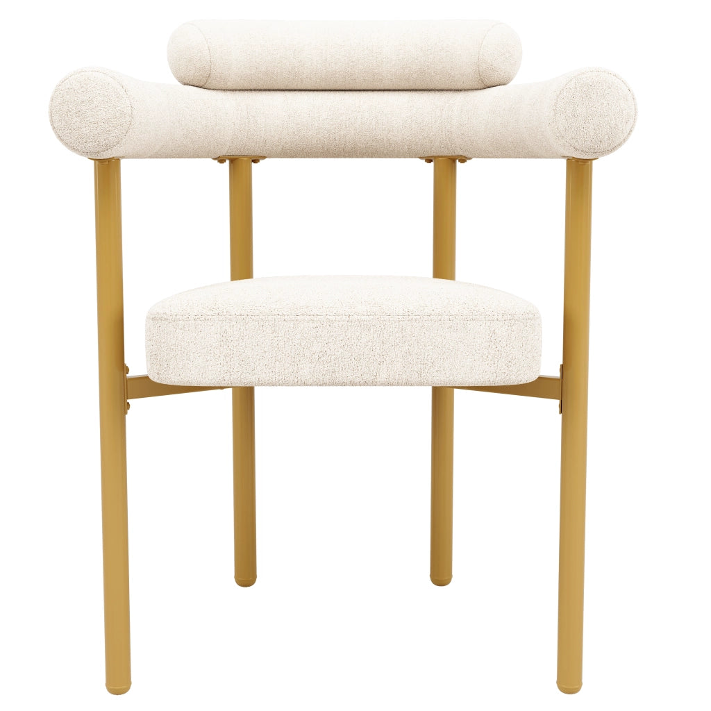 Set di 2 sedie da pranzo con schienale ergonomico e seduta imbottita ampia in tessuto effetto camoscio beige