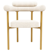 Set di 2 sedie da pranzo con schienale ergonomico e seduta imbottita ampia in tessuto effetto camoscio beige