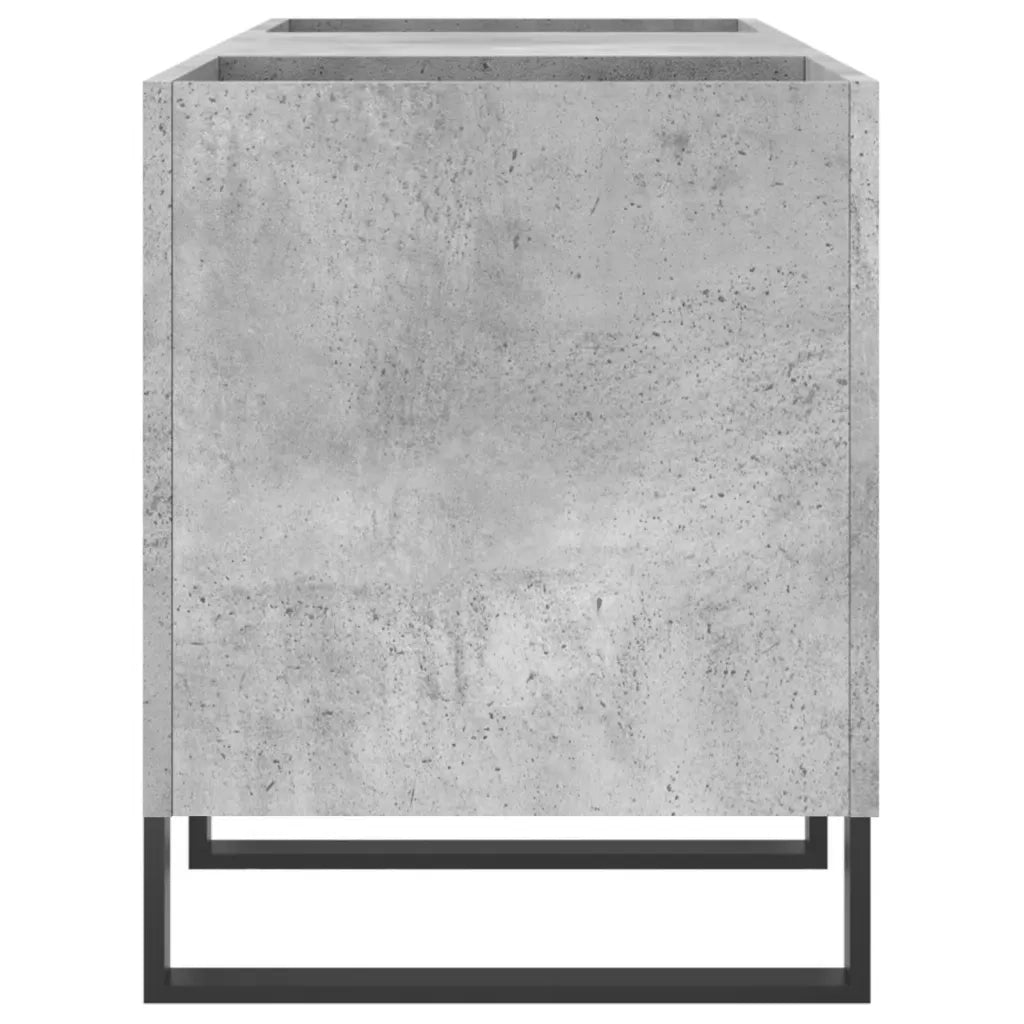 Mobile porta dischi spazioso e classico 121 x 38 x 48 cm stile industriale in legno composito grigio cemento 02_0049098