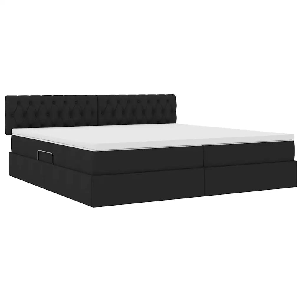 Letto con contenitore e LED con led Nero 200 x 200 cm Tessuto 3371231