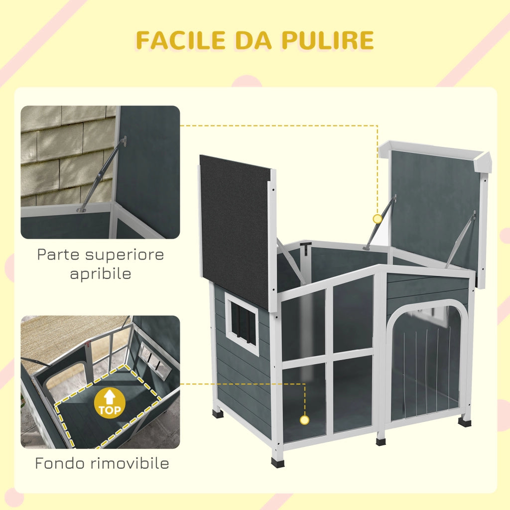 Cuccia per cani ¨C Xylo ¨C legno grigio 101x66.5x70.5 cm con tetto apribile