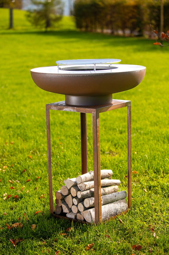 Barbecue a Legna Ø75x97 cm Ara in Acciaio Effetto Ruggine