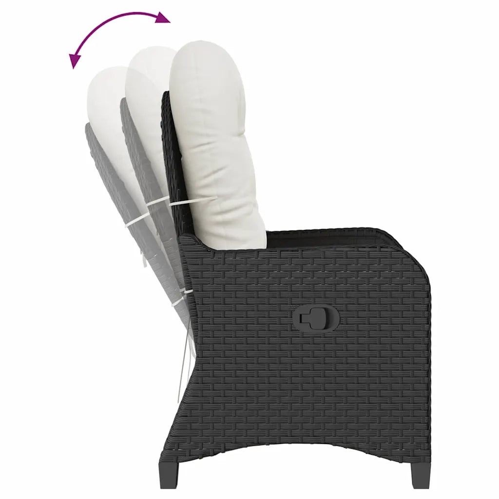 Divano Sedia-Poltrona reclinabile Nero polyrattan