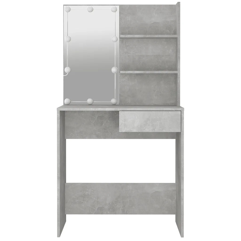 Toeletta | Tavolo da Trucco con LED Grigio Cemento 74,5x40x141 cm