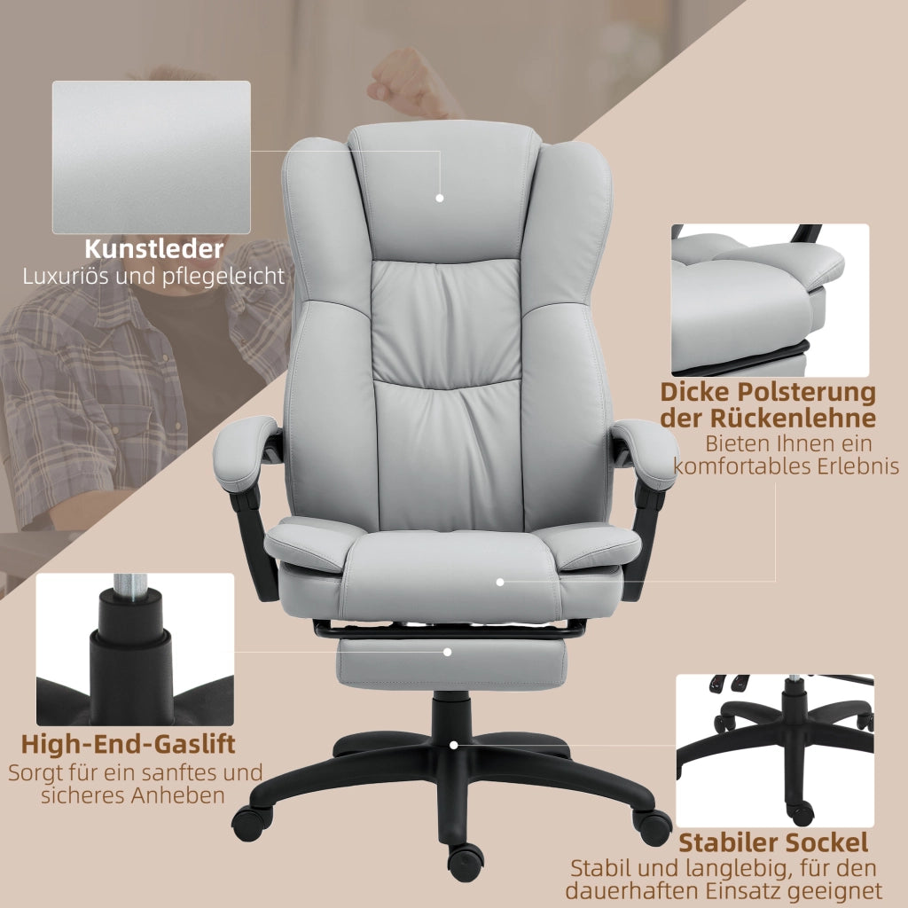 Sedia da ufficio con funzione massaggio, sedia ergonomica da scrivania con funzione reclinabile, sedia direzionale regolabile in altezza con funzione
