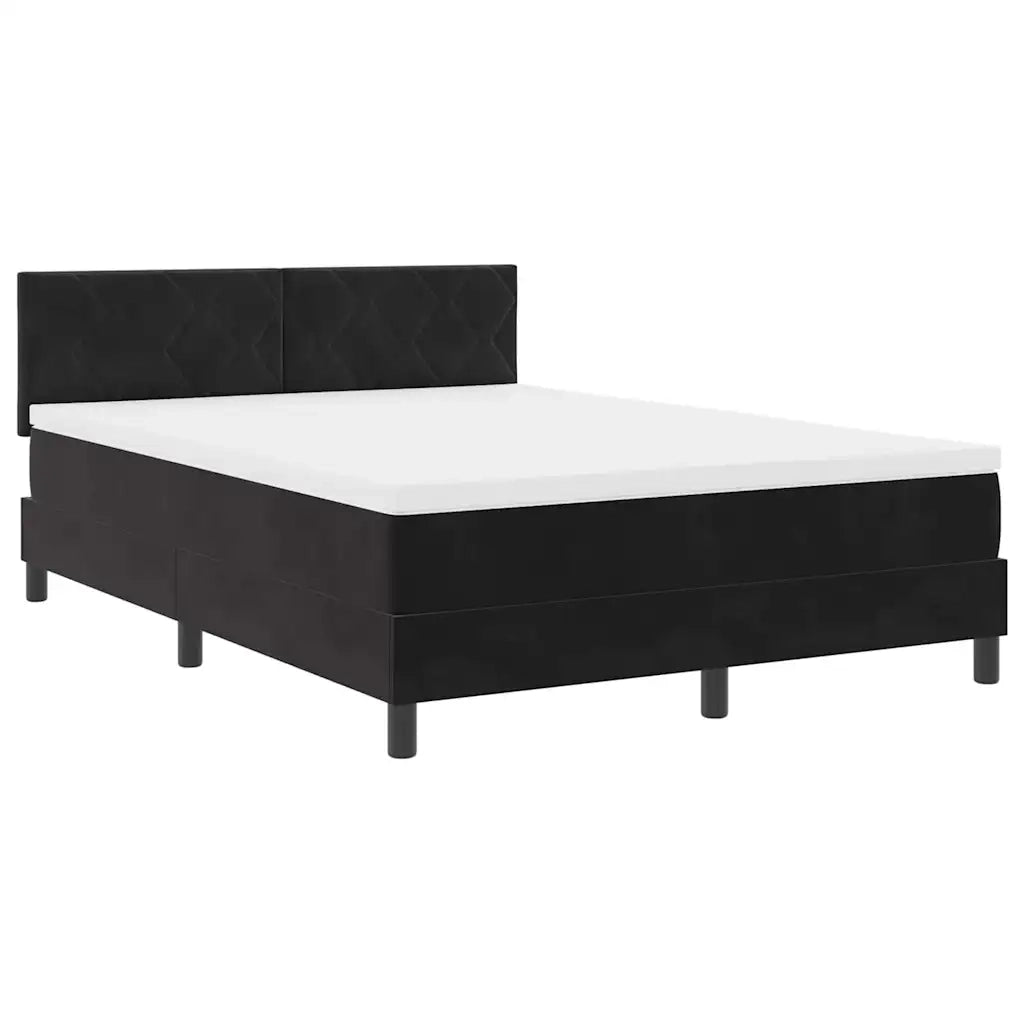 Letto a molle con materasso Nero 140 x 200 cm Velluto 3339244