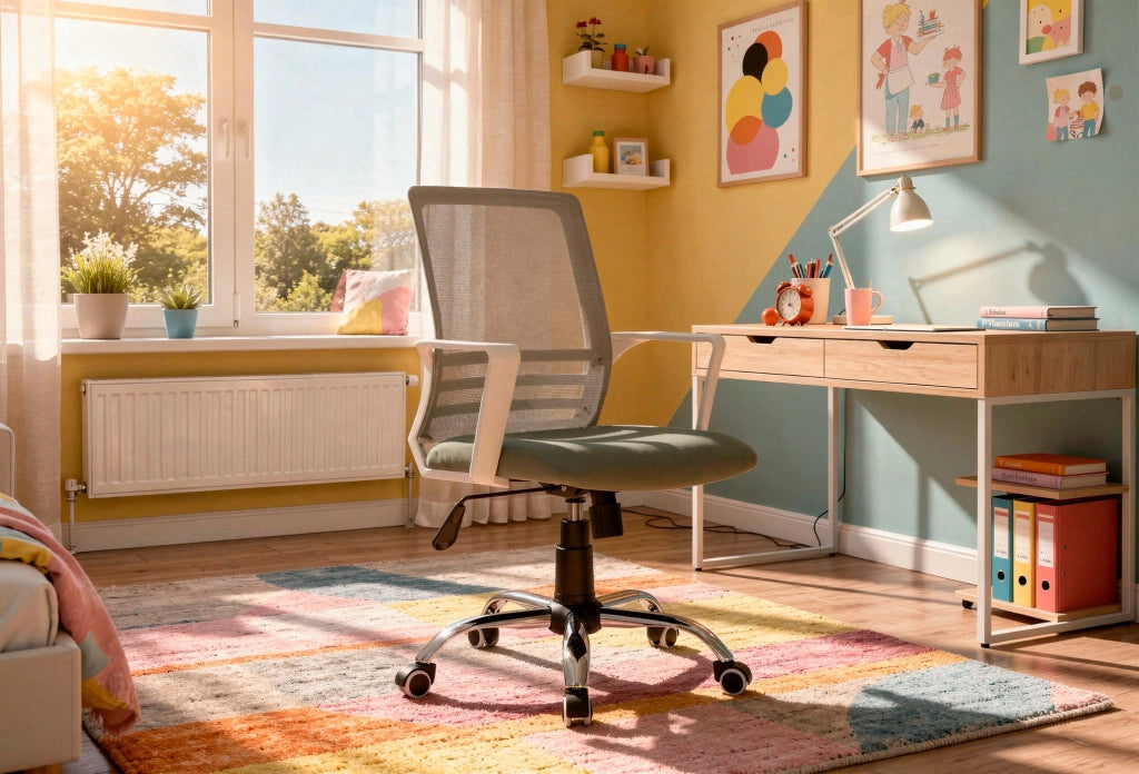 Sedia studio Hispanohogar altezza regolabile in tessuto verde