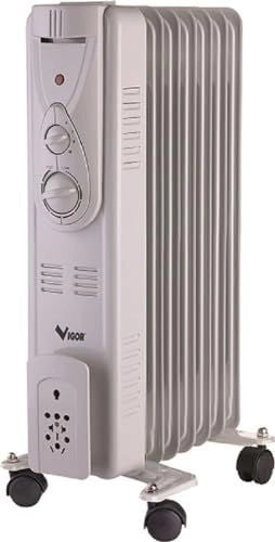 Vigor 9795220 Radiatore ad Olio 7 Elementi 1500 W con Termostato e Ruote colore Nero