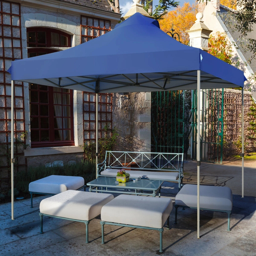 Tendone pop up 3x3m pieghevole impermeabile con borsa a ruote, Tenda da festa all'aperto facile da montare Blu