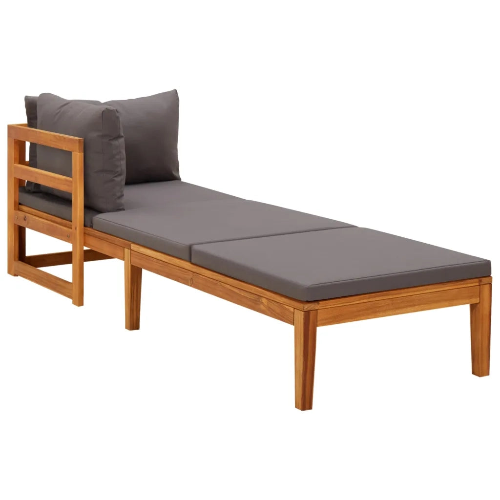 Lettini Prendisole con Cuscini Grigio Scuro 2 pz Legno d'Acacia 3087269