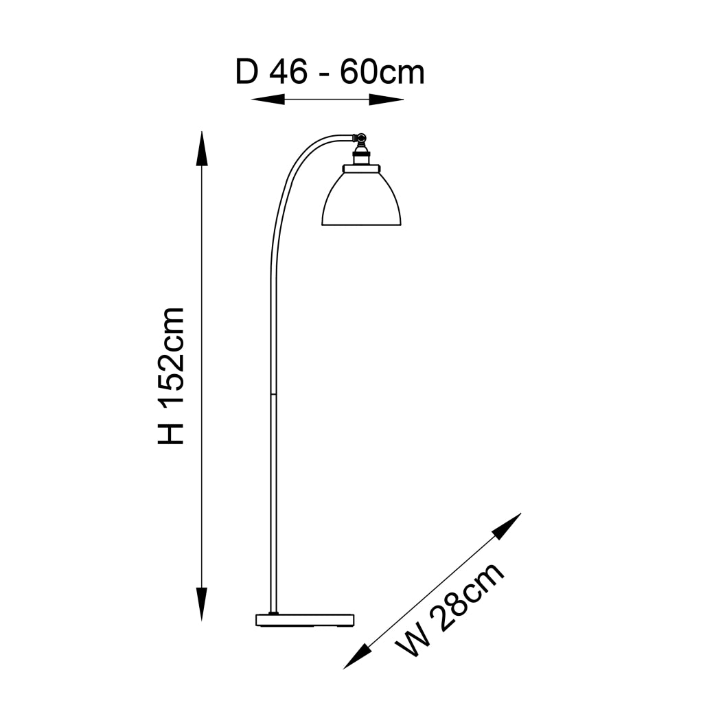 Lampada da terra industriale nichel vetro E27 Endon