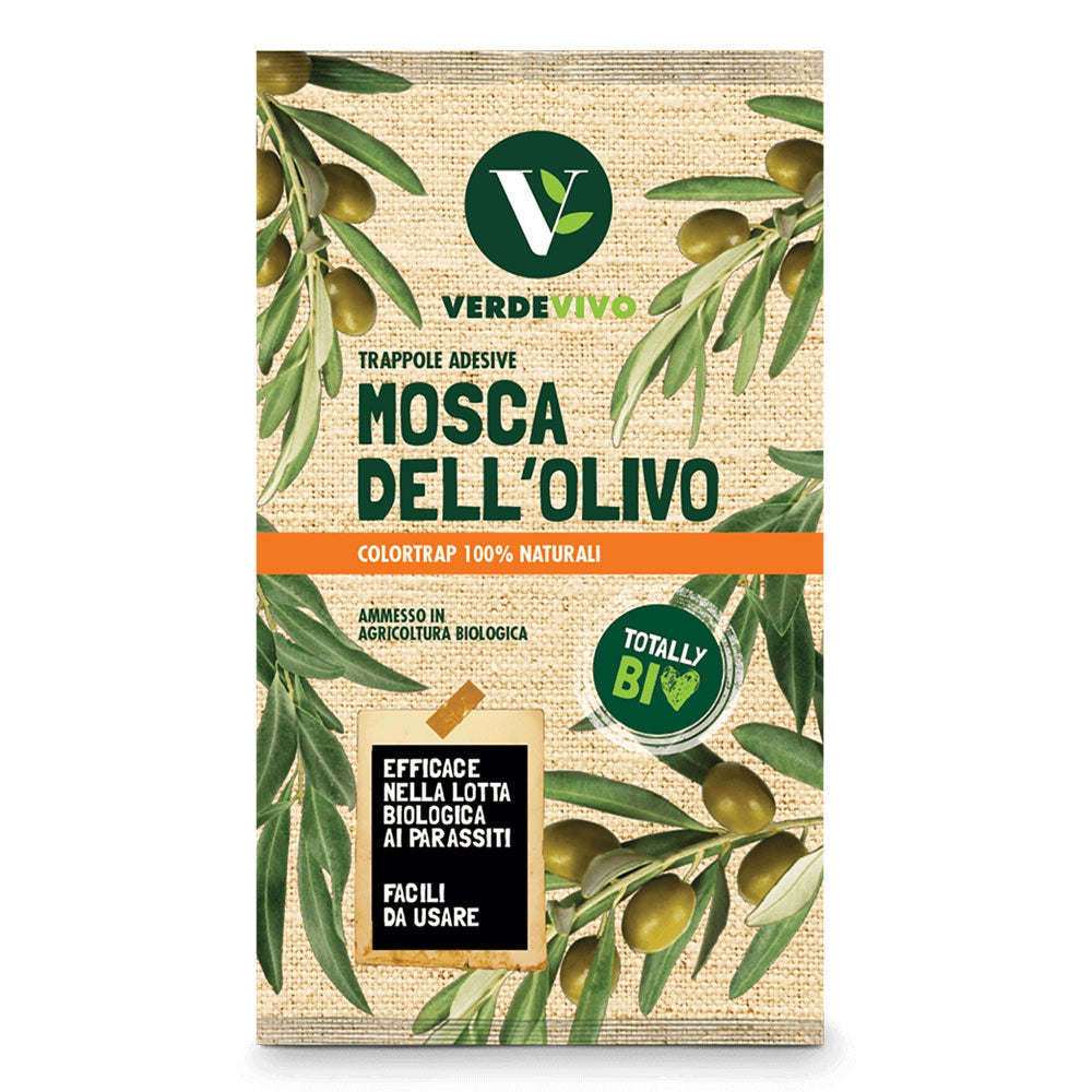 TRAPPOLA CROMOTROPICA ADESIVA MOSCHE DELL'OLIVO scatola 3 pezzi + 3 feromoni  - VERDE VIVO