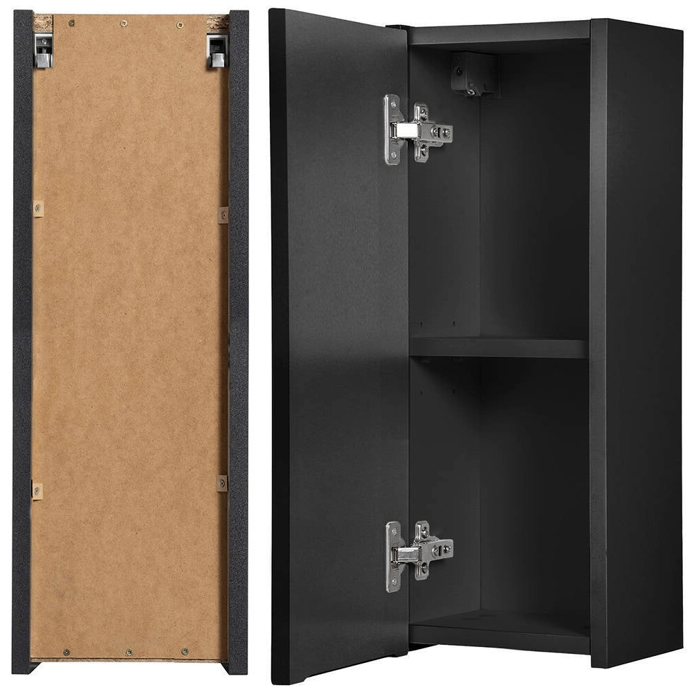 Armadietto Pensile da Bagno NEWPORT con Anta Reversibile 57x20x19 cm Nero [en.casa]
