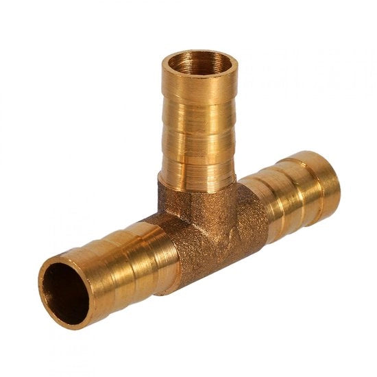 Connessione a T in rame - 3 vie - Per tubi di aria compressa/olio/gas - Facile da installare - Diametro di presa 10 mm
